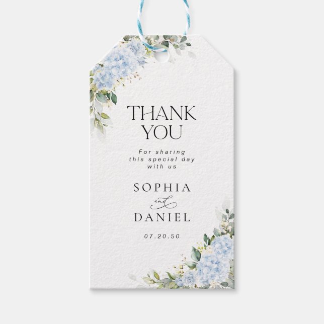 Blue Hydrangea Floral Gift Tag (Front)