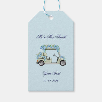 Blue Hydrangea Floral Golf Cart Wedding Favour Tag