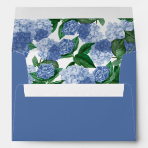 Blue Hydrangea Floral Greenery 5x7 Wedding Invite Envelope