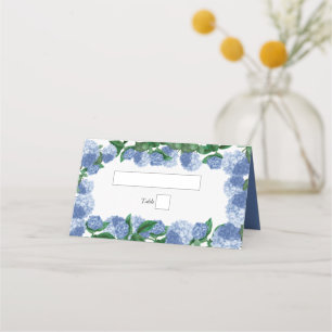 Blue Hydrangea Floral Greenery Modern Wedding Place Card