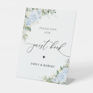 Blue Hydrangea Floral Guest Book Sign