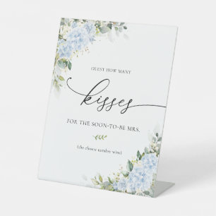 Blue Hydrangea Floral How Many Kisses Sign