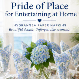 Blue Hydrangea Floral Luncheon Napkins
