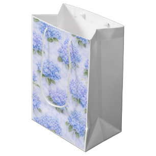 Blue Hydrangea Floral Medium Gift Bag