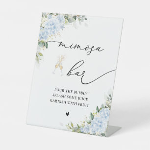 Blue Hydrangea Floral Mimosa Bar Sign
