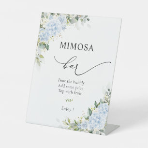 Blue Hydrangea Floral Mimosa Bar Sign