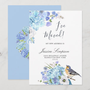 Blue Hydrangea Floral Moving Announcement Cards
