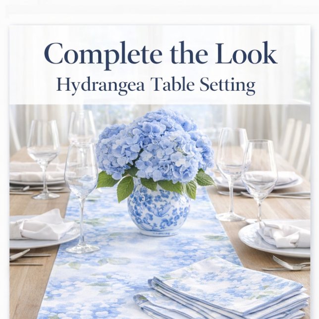 Blue Hydrangea Floral Paper Guest Towels Napkin (Gorgeous hydrangea coordinating sets for elegant entertaining and thoughtful gifting)