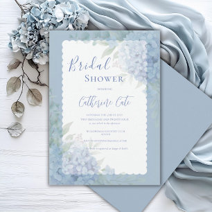 Blue Hydrangea Floral Pastel Bridal Shower Invitation