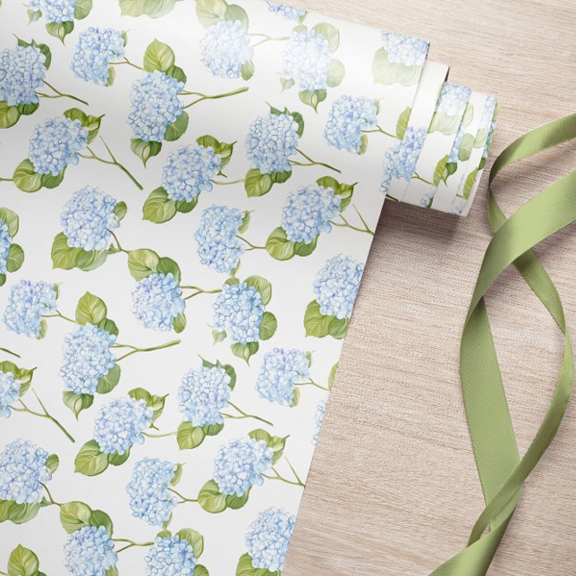 Blue Hydrangea Floral Pattern Wrapping Paper (Creator Uploaded)