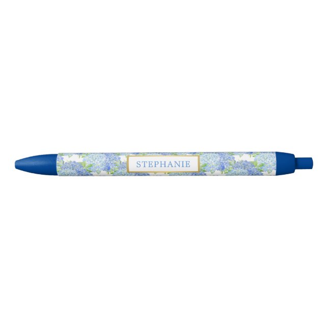 Blue Hydrangea Floral Personalised Name pen (Front)