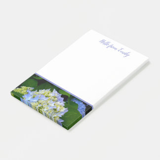 Blue Hydrangea Floral Personalised Post-it Notes