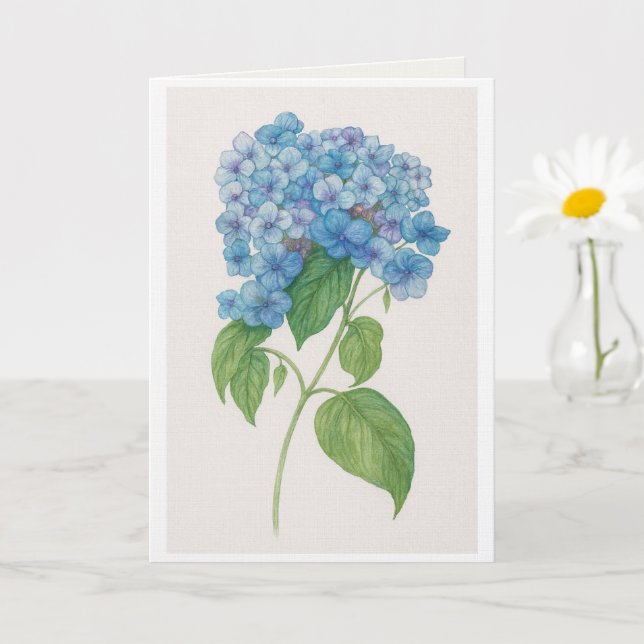 Blue Hydrangea Floral | Printable Greetin Card (Small Plant)