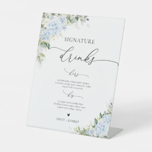 Blue Hydrangea Floral Signature Drinks Sign