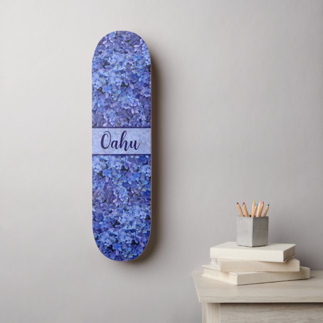 Blue Hydrangea Floral Skate Board (Wall Art)