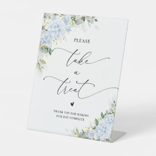 Blue Hydrangea Floral Take A Treat Sign