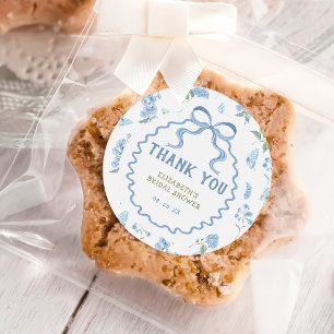 Blue Hydrangea Floral Thank You Classic Round Stic Sticker