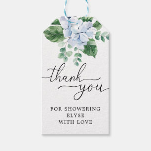 Blue Hydrangea Floral Thank You Favour Tag