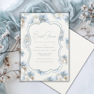 Blue Hydrangea Floral Vintage Bridal Shower Invitation