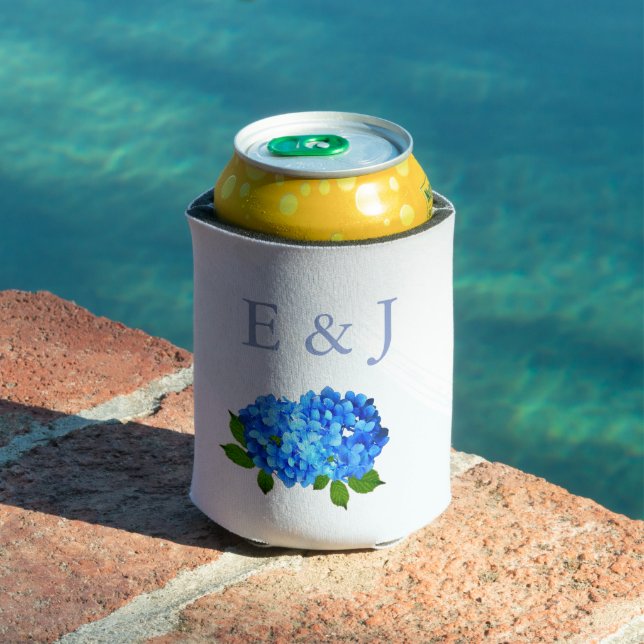 Blue Hydrangea Floral Wedding Can Cooler (In Situ Pool)