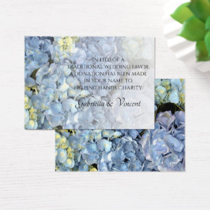 Blue Hydrangea Floral Wedding Charity Favour Card