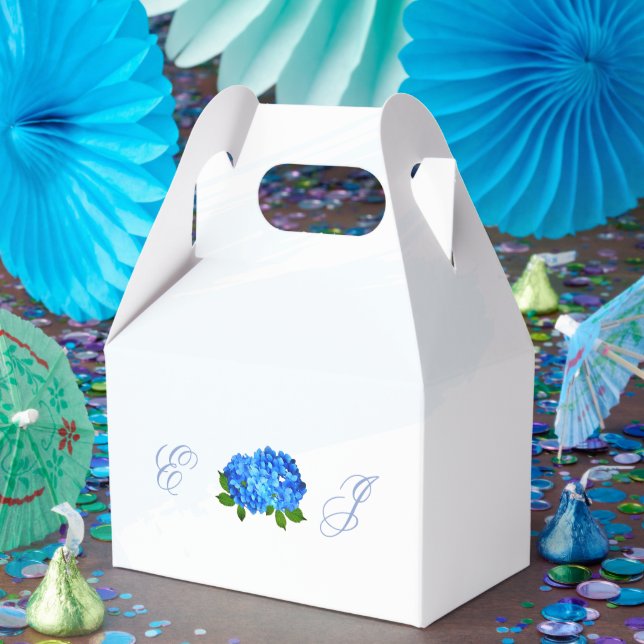 Blue Hydrangea Floral Wedding Favour Box (Party)
