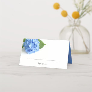 Blue Hydrangea Floral Wedding Folded Place Card