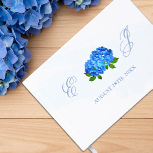 Blue Hydrangea Floral Wedding Guest Book