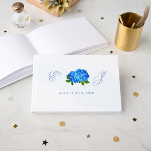 Blue Hydrangea Floral Wedding Guest Book