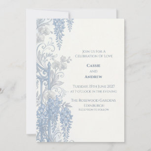 Blue Hydrangea Floral Wedding Invitation