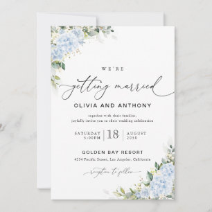 Blue Hydrangea Floral Wedding Invitation