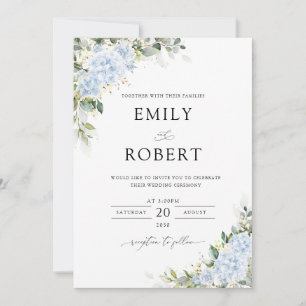 Blue Hydrangea Floral Wedding Invitation