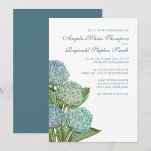 Blue Hydrangea Floral Wedding Invitation