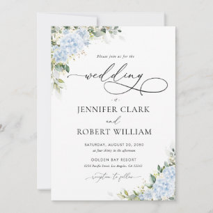 Blue Hydrangea Floral Wedding Invitation