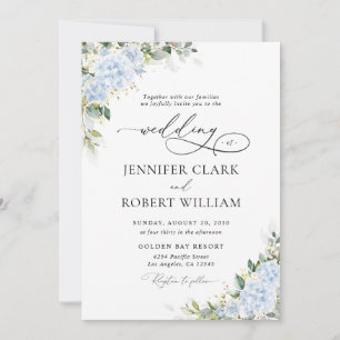 Blue Hydrangea Floral Wedding Invitation