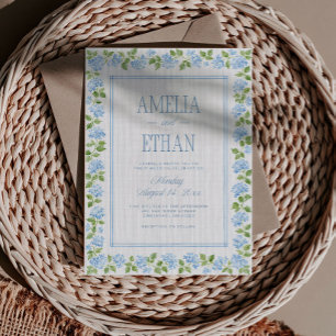 Blue Hydrangea Floral Wedding Invitation