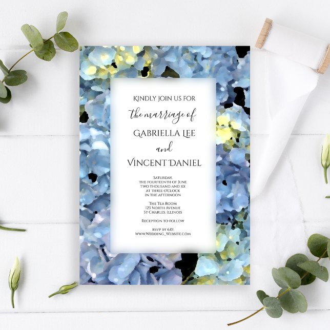 Blue Hydrangea Floral Wedding Invitation (Creator Uploaded)