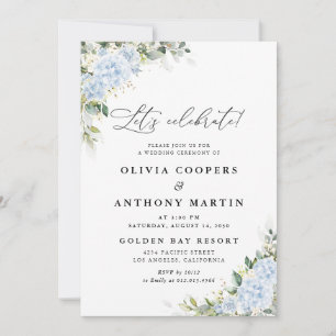 Blue Hydrangea Floral Wedding Invitation
