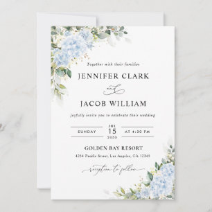 Blue Hydrangea Floral Wedding Invitation