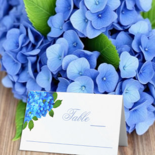 Blue Hydrangea Floral Wedding Place Card