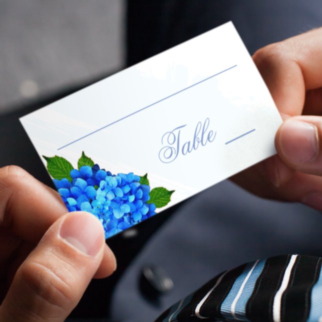 Blue Hydrangea Floral Wedding Place Card (Creator Uploaded)