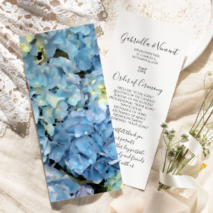 Blue Hydrangea Floral Wedding Program Programme