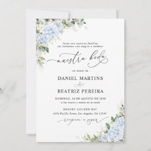 Blue Hydrangea Floral Wedding Reception Invitation