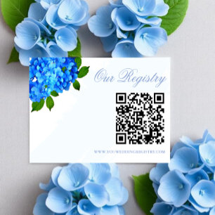 Blue Hydrangea Floral Wedding Registry Enclosure Card