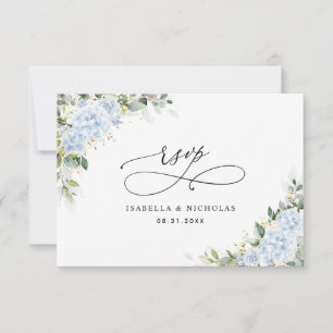 Blue Hydrangea Floral Wedding RSVP Card