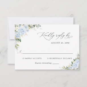 Blue Hydrangea Floral Wedding RSVP Card