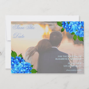 Blue Hydrangea Floral Wedding Save The Date