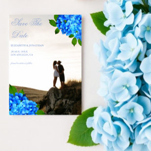 Blue Hydrangea Floral Wedding Save The Date