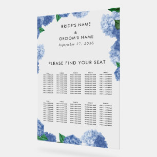 Blue Hydrangea Floral Wedding Seating Chart