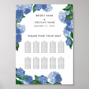 Blue Hydrangea Floral Wedding Seating Chart